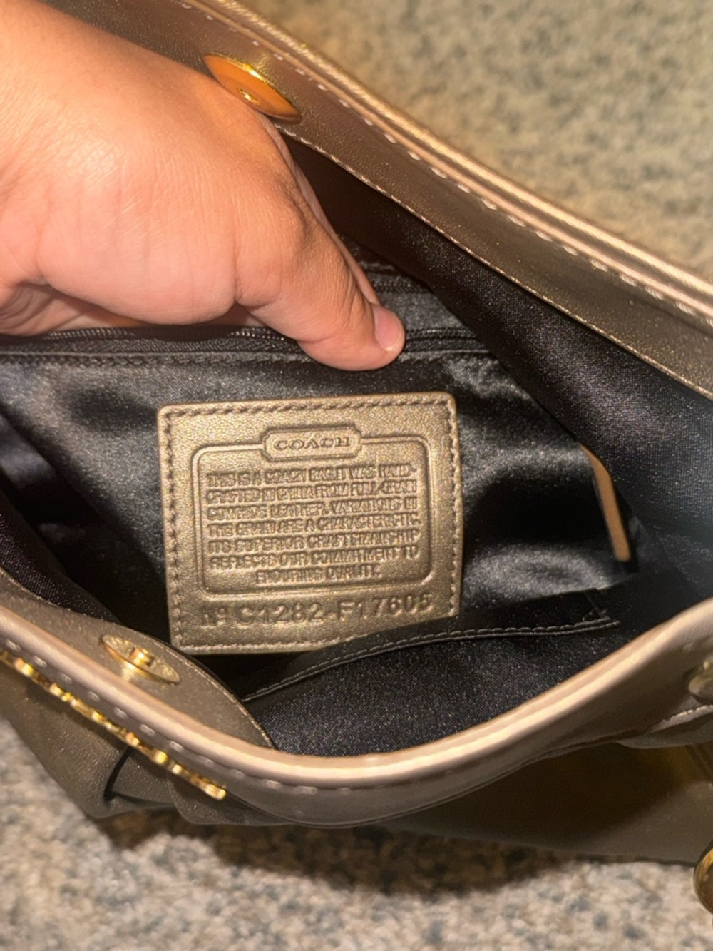NWT Coach Ashley Leather Hippie Crossbody Bag Metallic Vintage - Picture 7 of 7